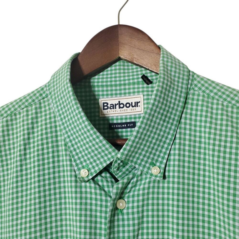 Barbour Shirt 3XL Regular Fit Green Country Outdoor Cotton Check Button Up Mens - Picture 2 of 13
